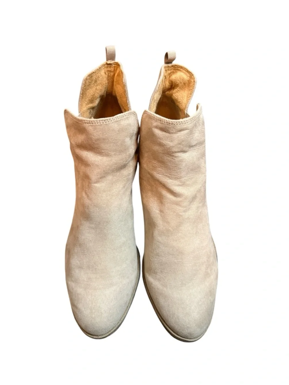 Dr. Scholl’s Tan Suede Ankle Booties Size 10M Block Heel Comfort Chelsea Boots - Picture 3 of 10